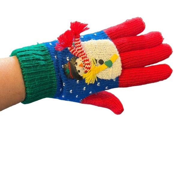 TALBOTS Colorful Festive Snowman Winter Gloves - Picture 2 of 6
